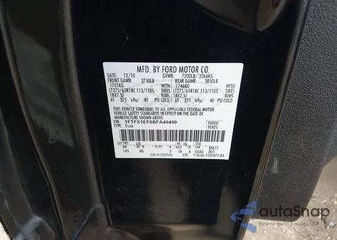 2011 Ford F-150 Xlt z USA, uszkodzony, nr VIN 1FTFX1EF6BFA49499